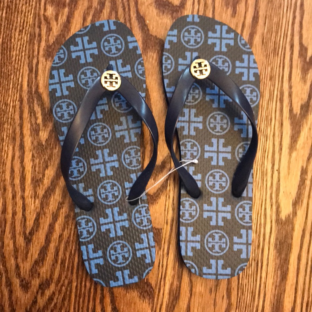 NWT blue Tory Burch Flip Flops size 9